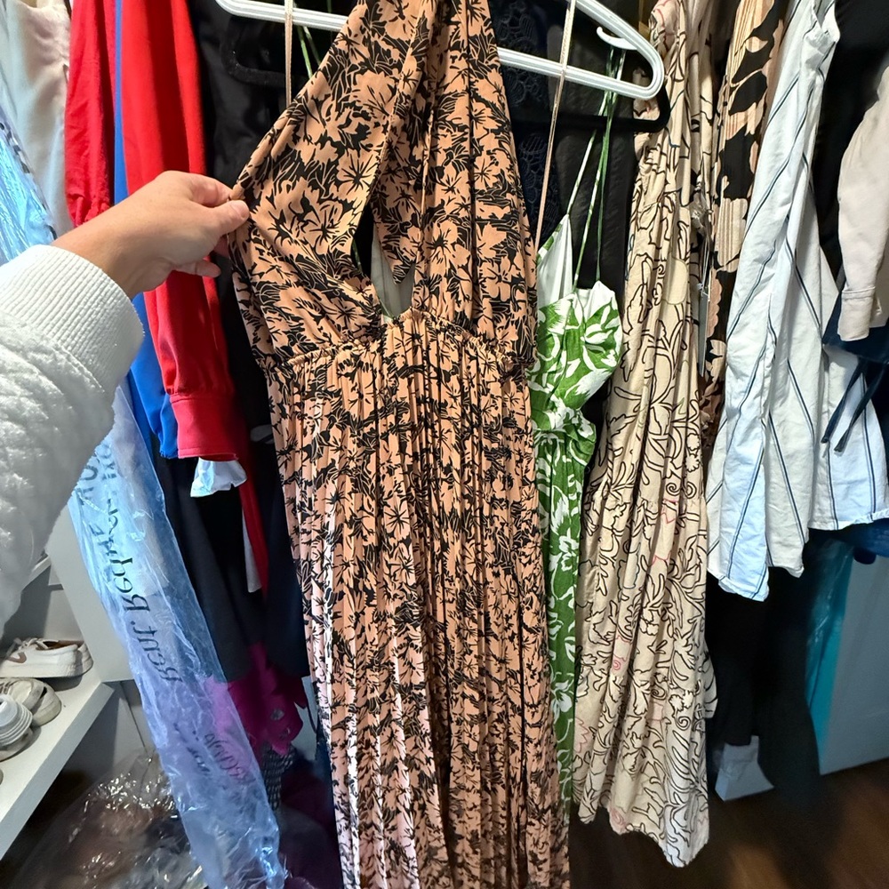 Reverse Brown and Tan Halter Sundress for Wedding Guest